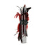 SiaLinda: Federarmband Zaha rot, mit Federn und schwarzem Leder, einstellbar - SiaLinda.com
